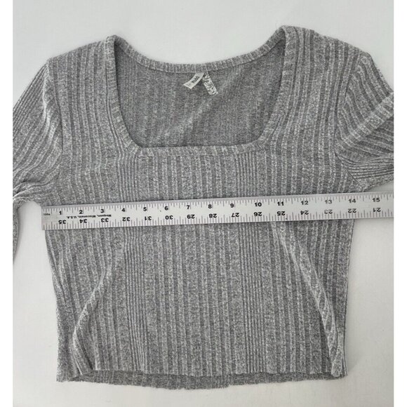 Mudd Heathered‎ Gray Ribbed Soft Square Neck DIY Cropped Sweater Size S, Y2K - Picture 8 of 8